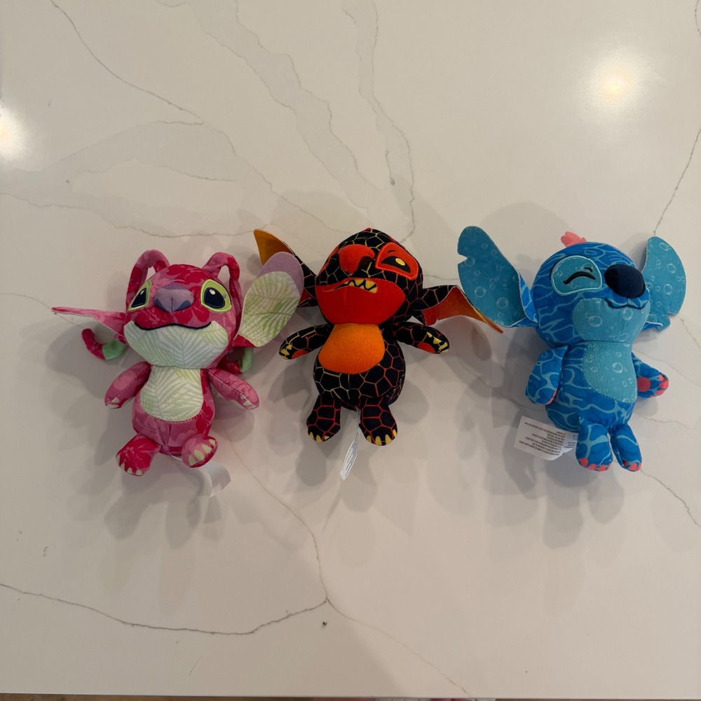 Disney Stitch Mystery Capsule Mini Plush Lot of 3 Water Lava Tropical 6in